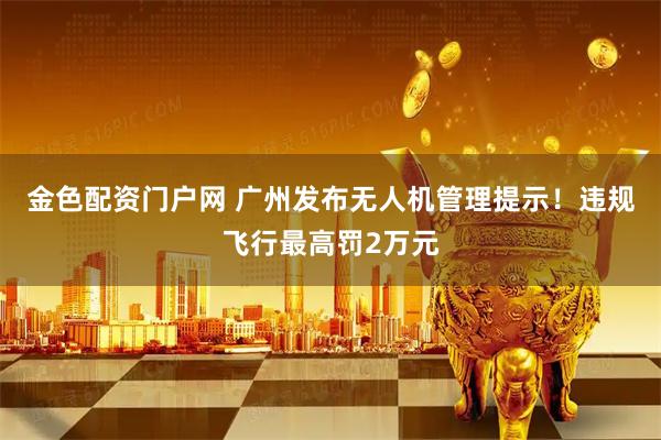 金色配资门户网 广州发布无人机管理提示！违规飞行最高罚2万元